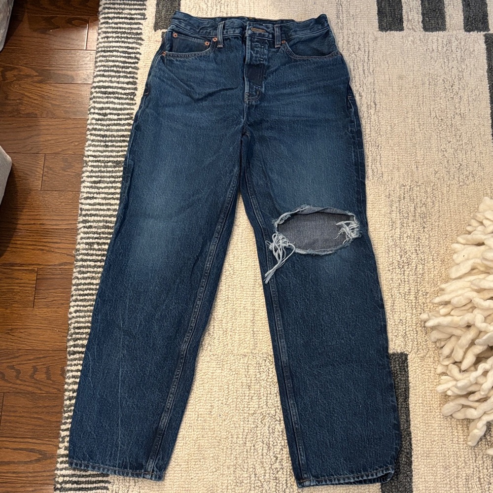 Etica Dark Blue Straight Leg Jeans Distressed Detail - Picture 2 of 8